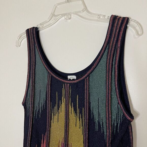 MISSONI knit chevron design multi color scoop neck tank mini dress size US 10 - Picture 3 of 6